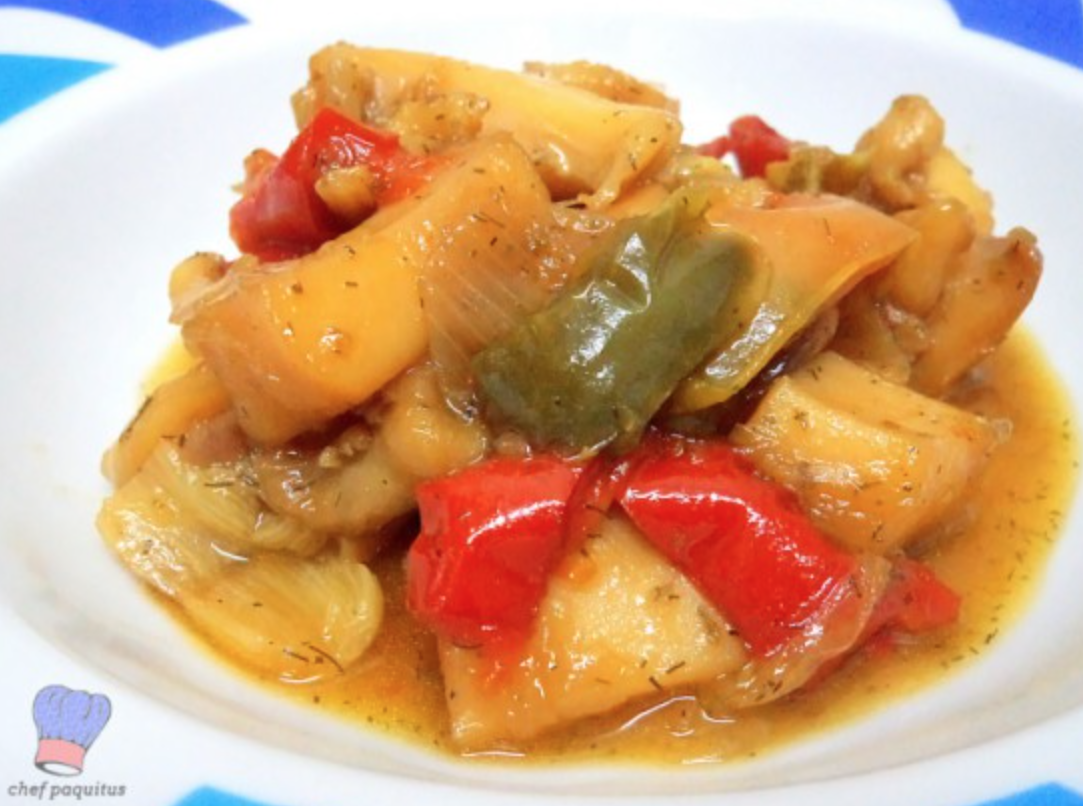 Jibia en salsa con verduras